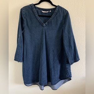 Soft Surroundings Outer Banks Shirt Chambray Roll Tab Sleeves Women’s Size M